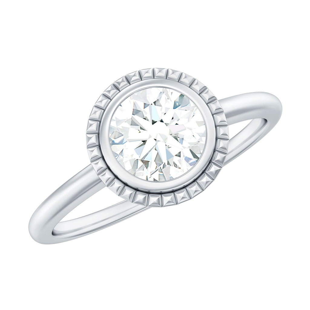 1 CT Round Cut Cubic Zirconia Solitaire Promise Ring in Bezel Setting