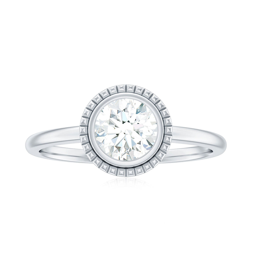1 CT Round Cut Cubic Zirconia Solitaire Promise Ring in Bezel Setting
