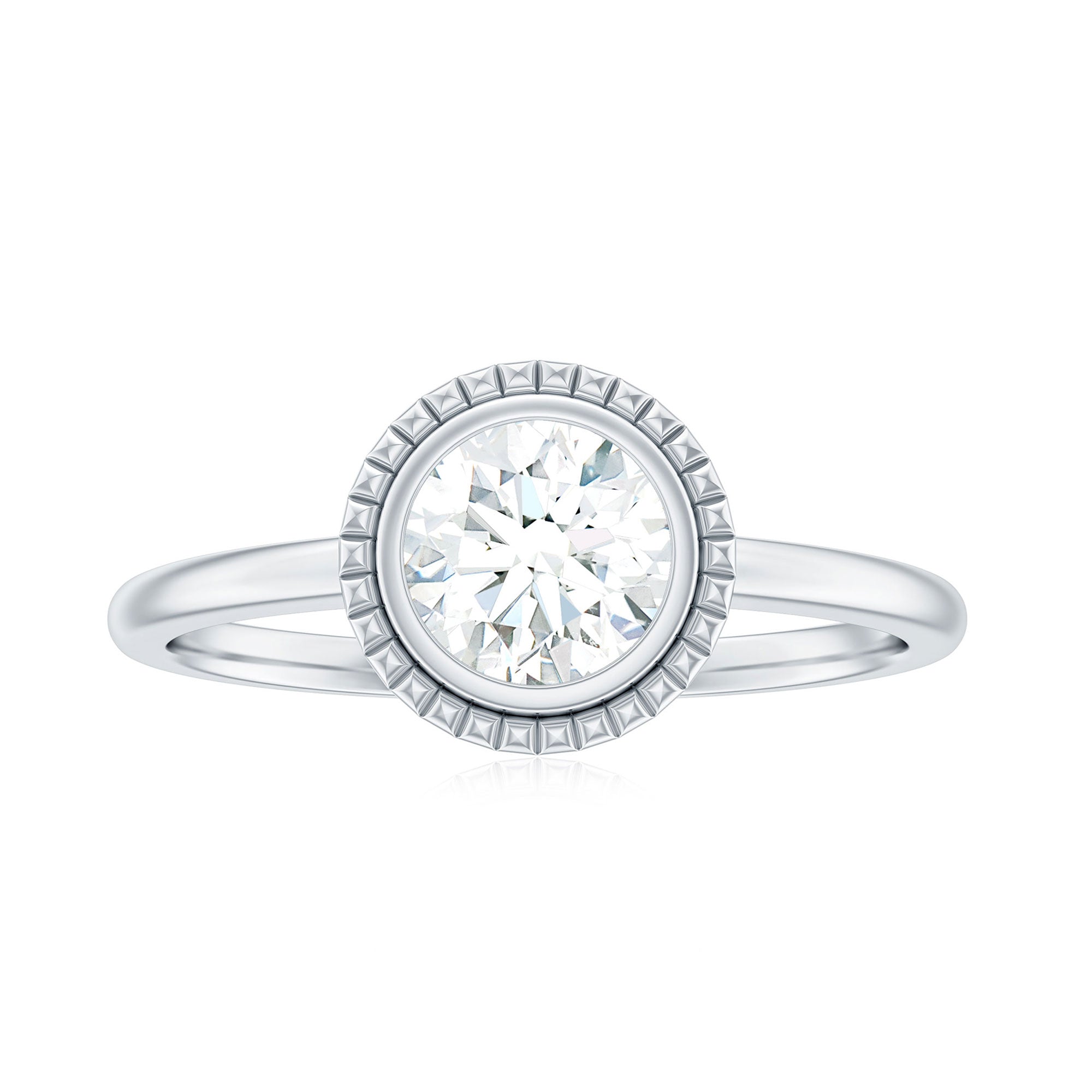 1 CT Round Cut Cubic Zirconia Solitaire Promise Ring in Bezel Setting