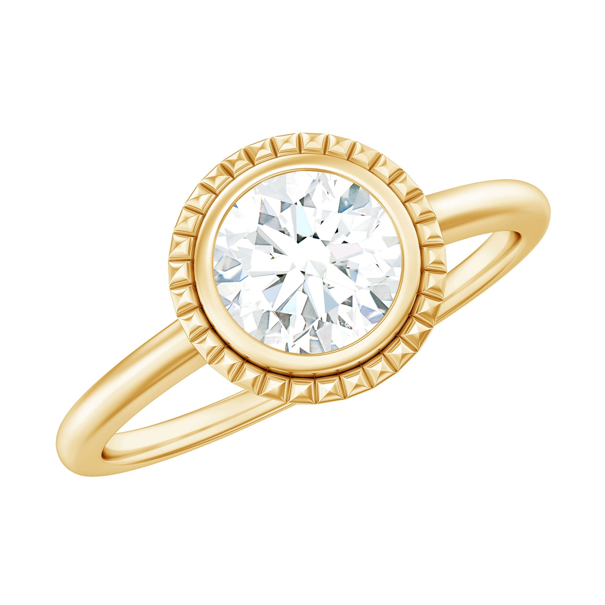 1 CT Round Cut Cubic Zirconia Solitaire Promise Ring in Bezel Setting