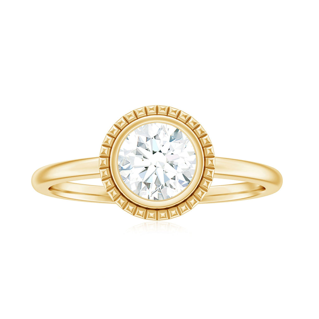 1 CT Round Cut Cubic Zirconia Solitaire Promise Ring in Bezel Setting