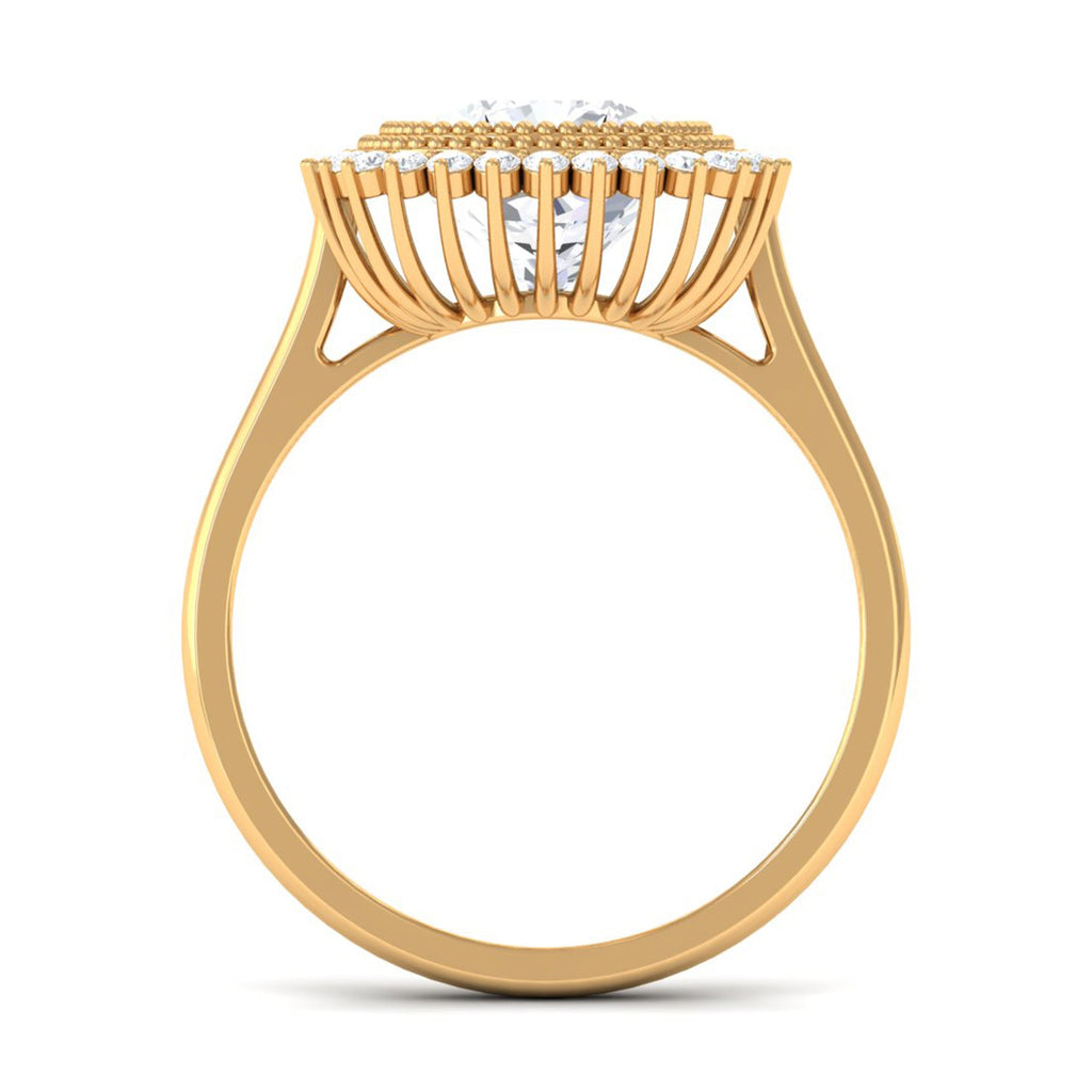 Cushion Cut Simulated Diamond Statement Engagement Ring with Halo