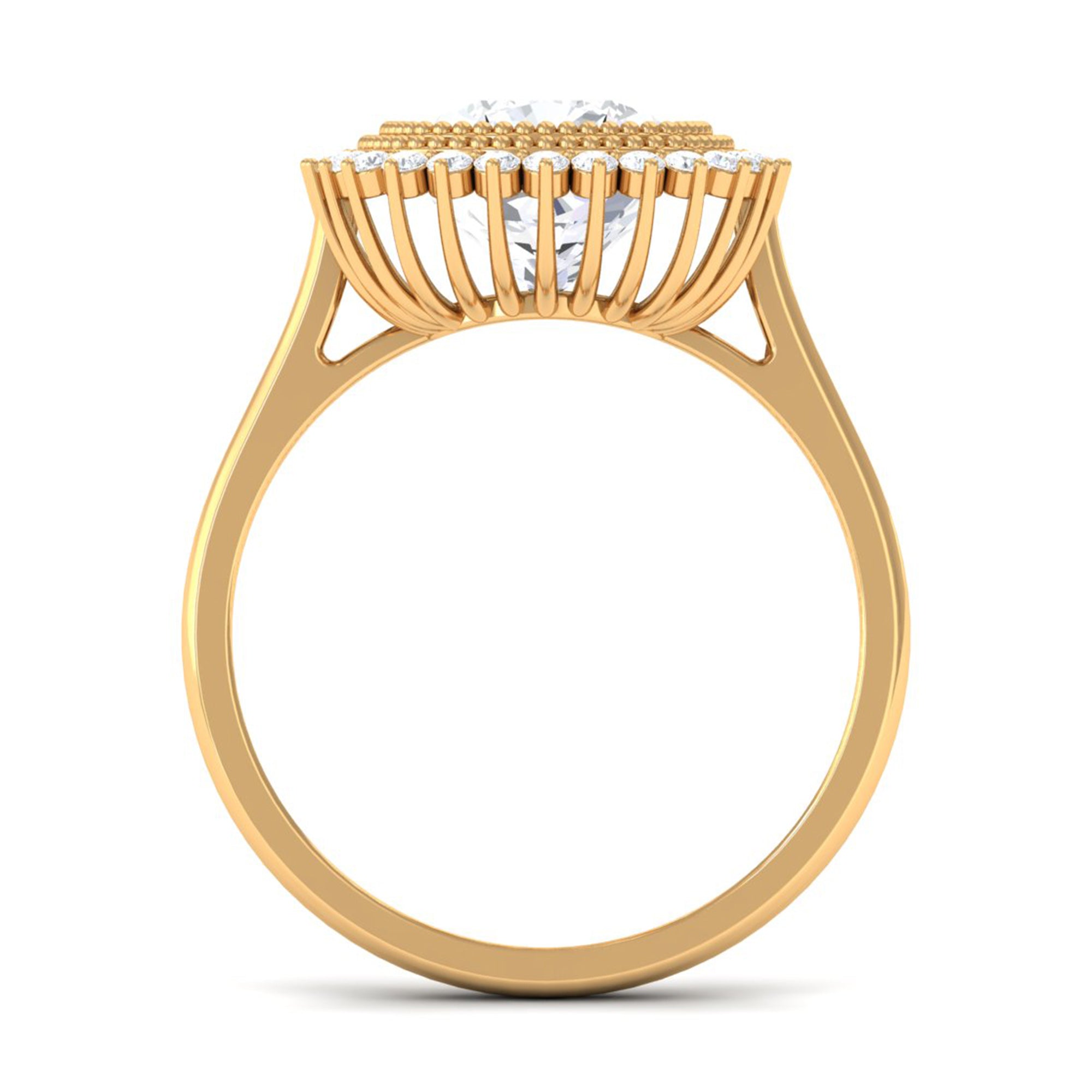 Cushion Cut Simulated Diamond Statement Engagement Ring with Halo