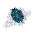 Vintage Inspired London Blue Topaz and Diamond Engagement Ring