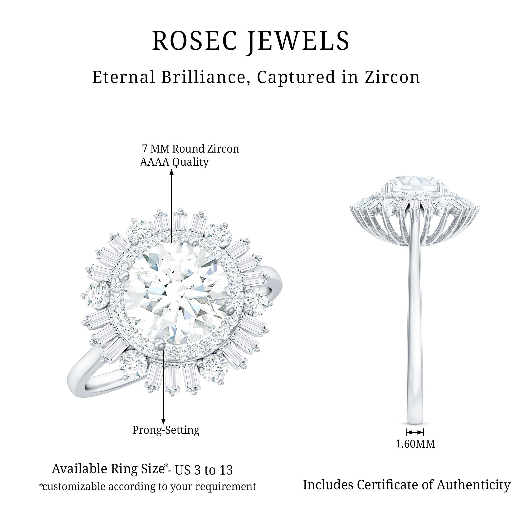 2.25 CT Zircon Cocktail Engagement Ring in Gold