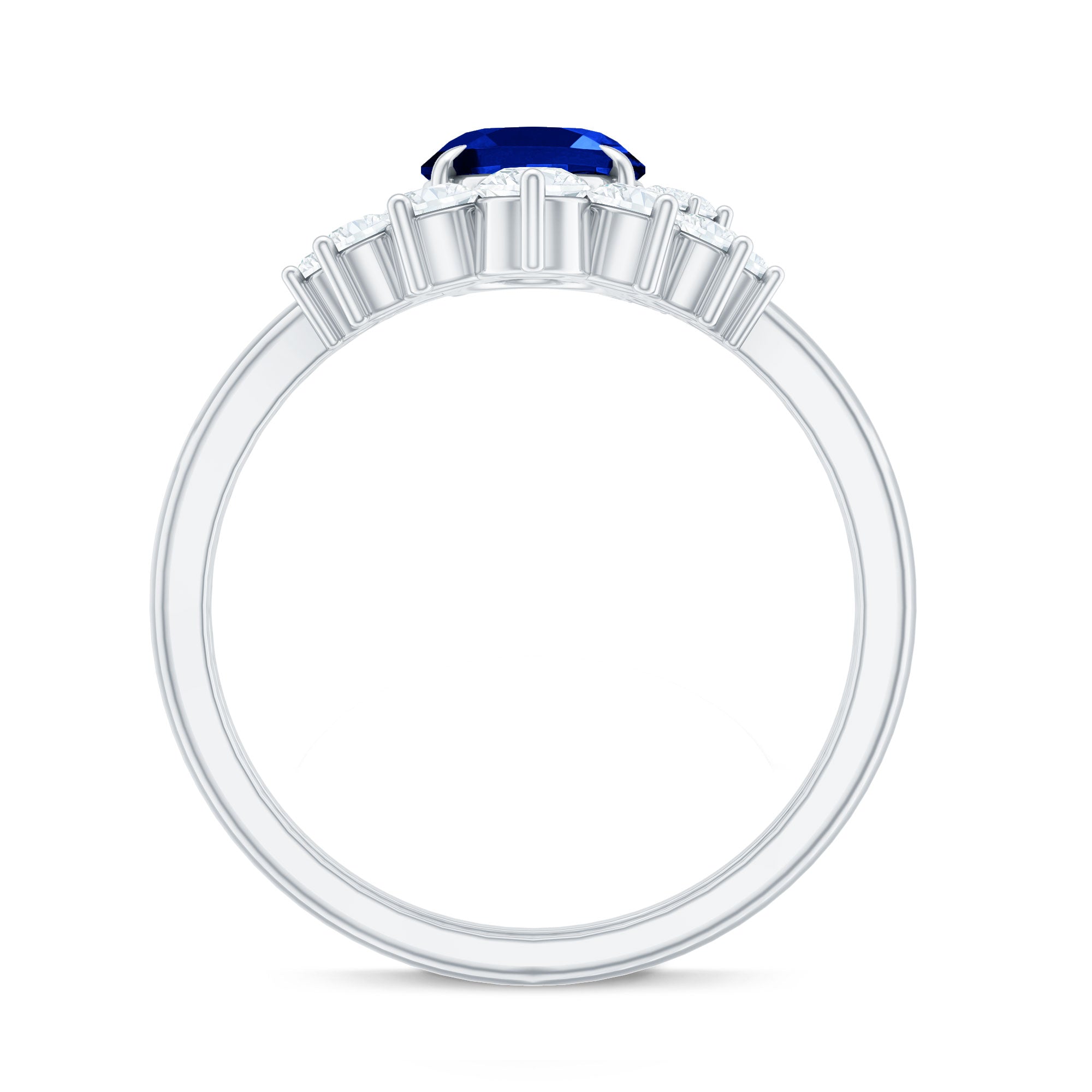 Created Blue Sapphire and Diamond Engagement Enhancer Ring Set