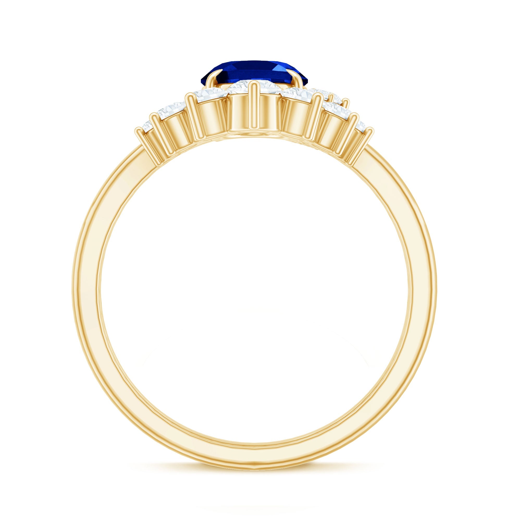 Created Blue Sapphire and Diamond Engagement Enhancer Ring Set
