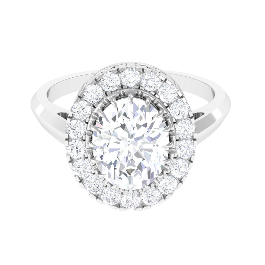 4.75 CT Vintage Style Oval Simulated Diamond Halo Engagement Ring