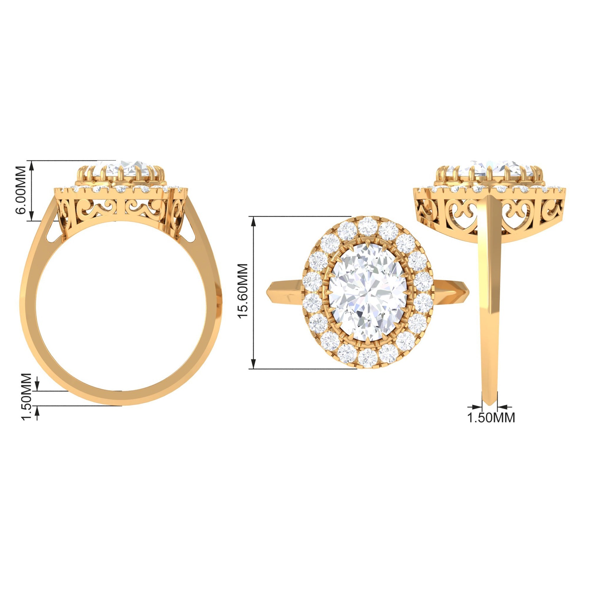 4.75 CT Vintage Style Oval Simulated Diamond Halo Engagement Ring