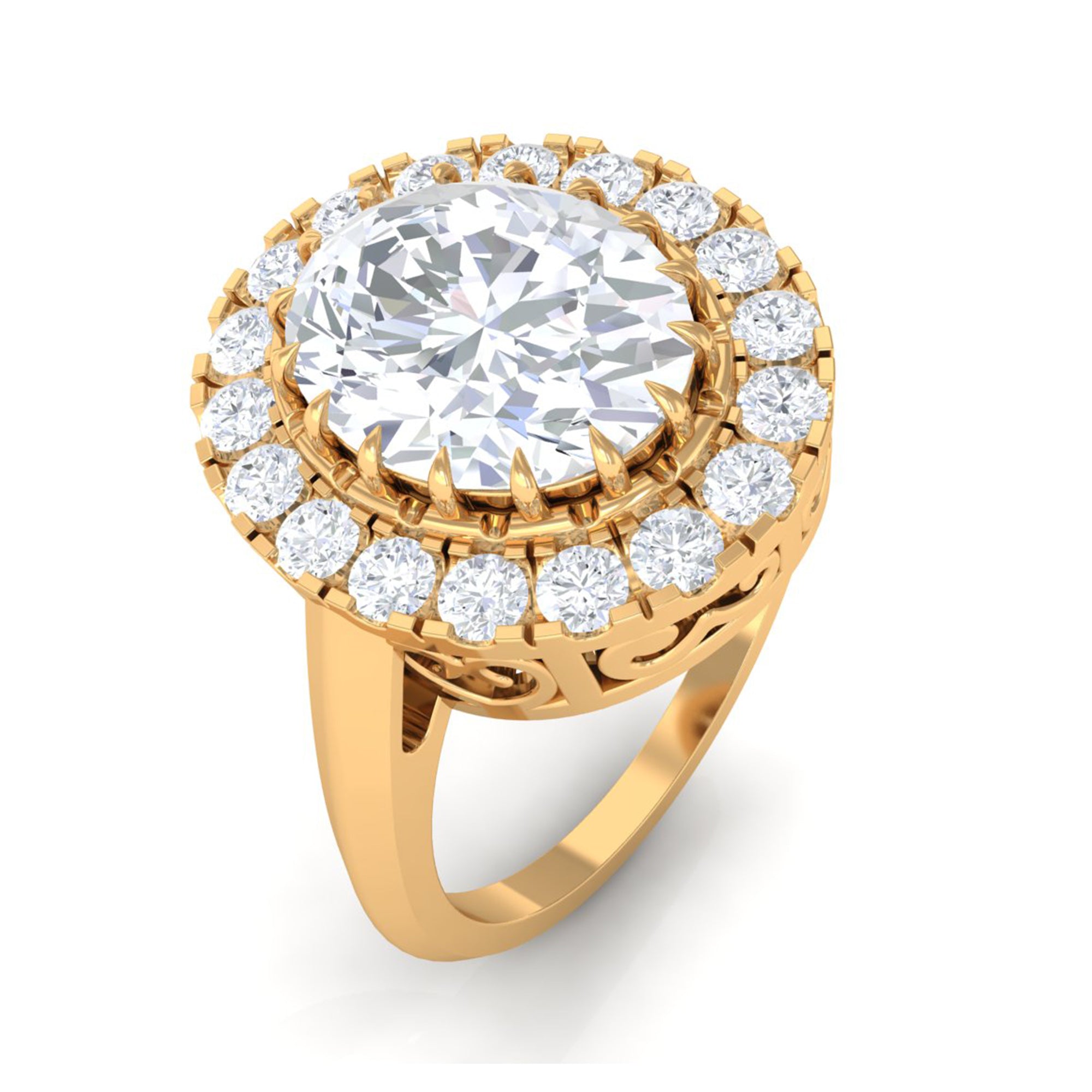 4.75 CT Vintage Style Oval Simulated Diamond Halo Engagement Ring
