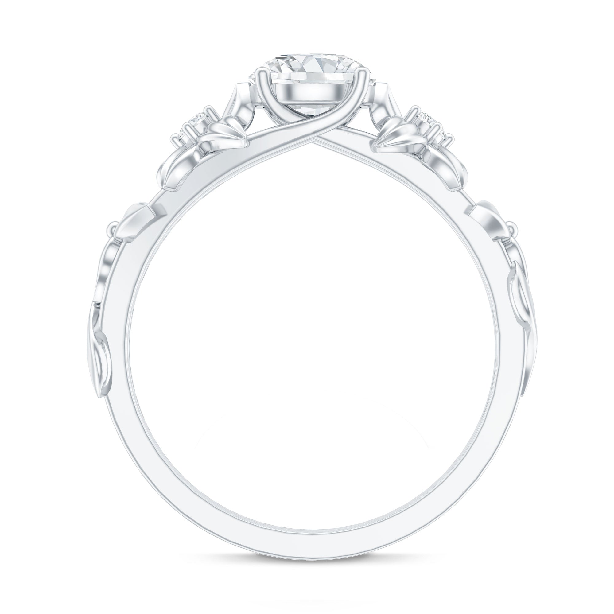 Round Cut 6 MM Moissanite Floral Engagement Ring