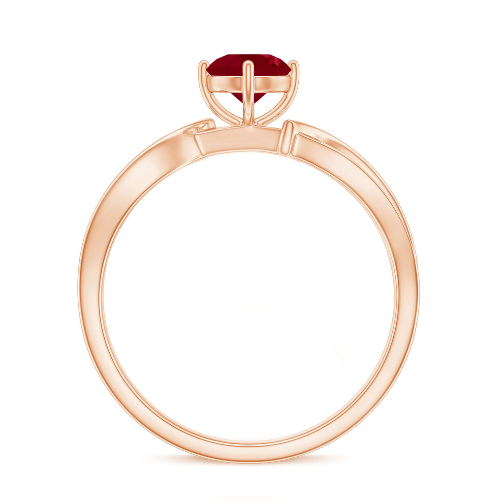 Infinity Shank Ruby Solitaire Engagement Ring with Diamond