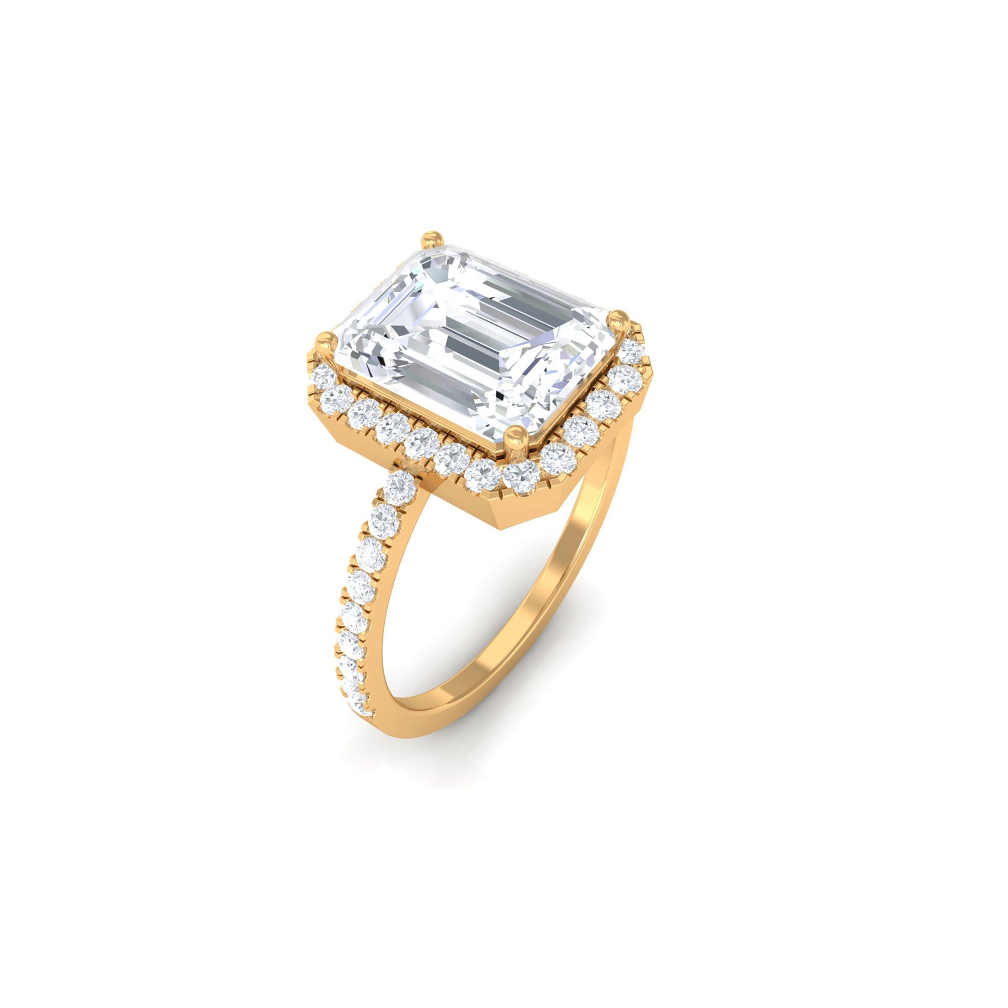 5.5 CT Octagon Zircon Halo Engagement Ring in Gold