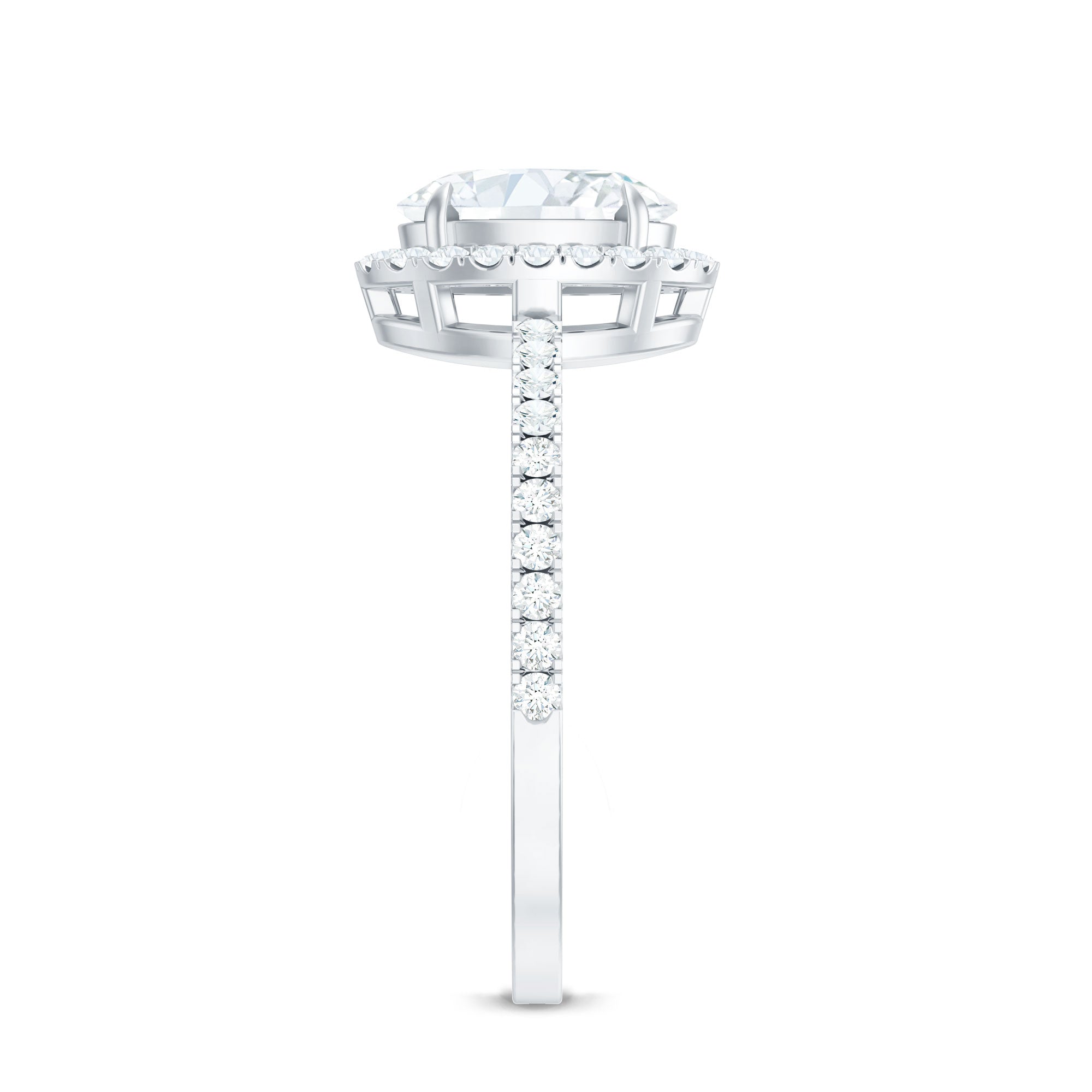 Brilliant Cut Moissanite Oblong Engagement Ring With Certificate