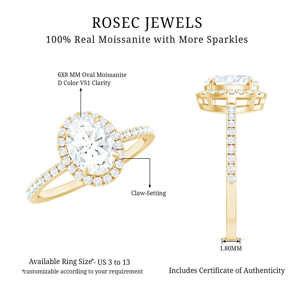 Brilliant Cut Moissanite Oblong Engagement Ring With Certificate