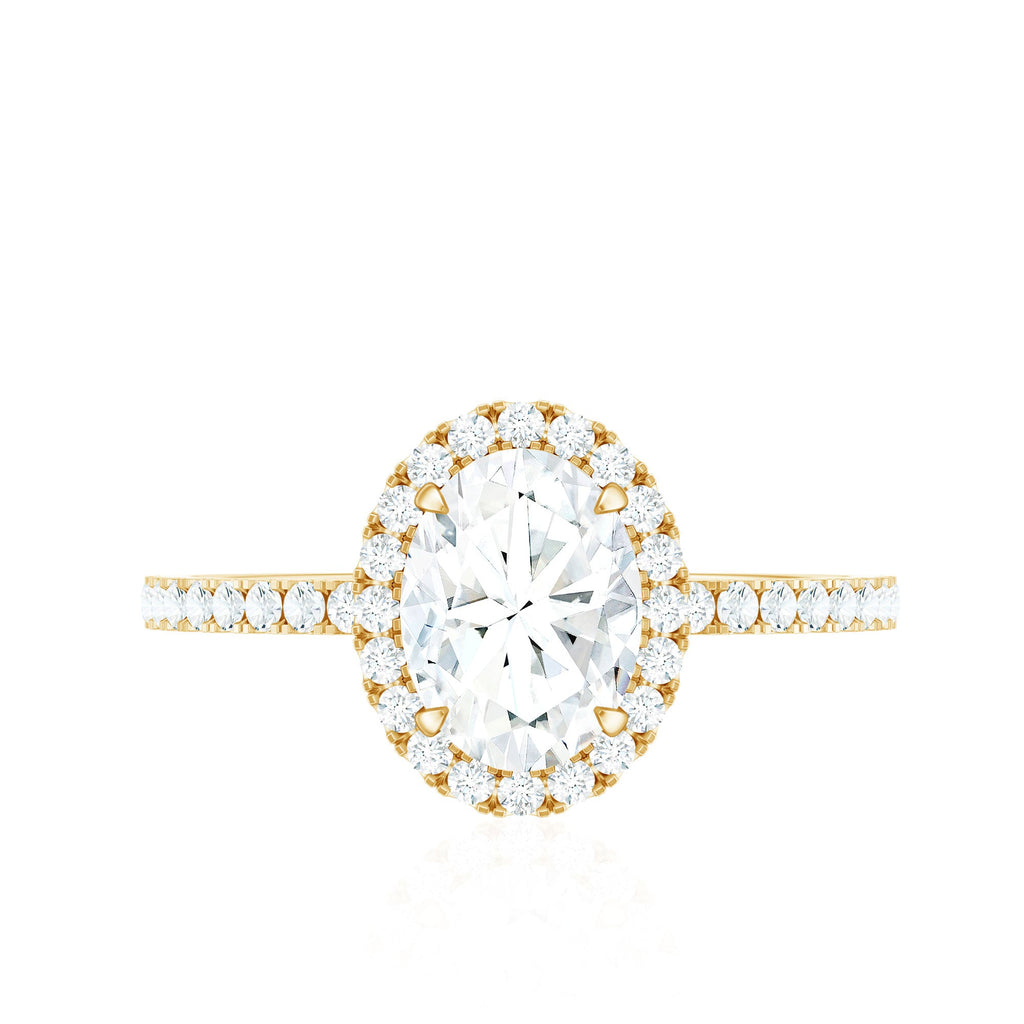 Brilliant Cut Moissanite Oblong Engagement Ring With Certificate