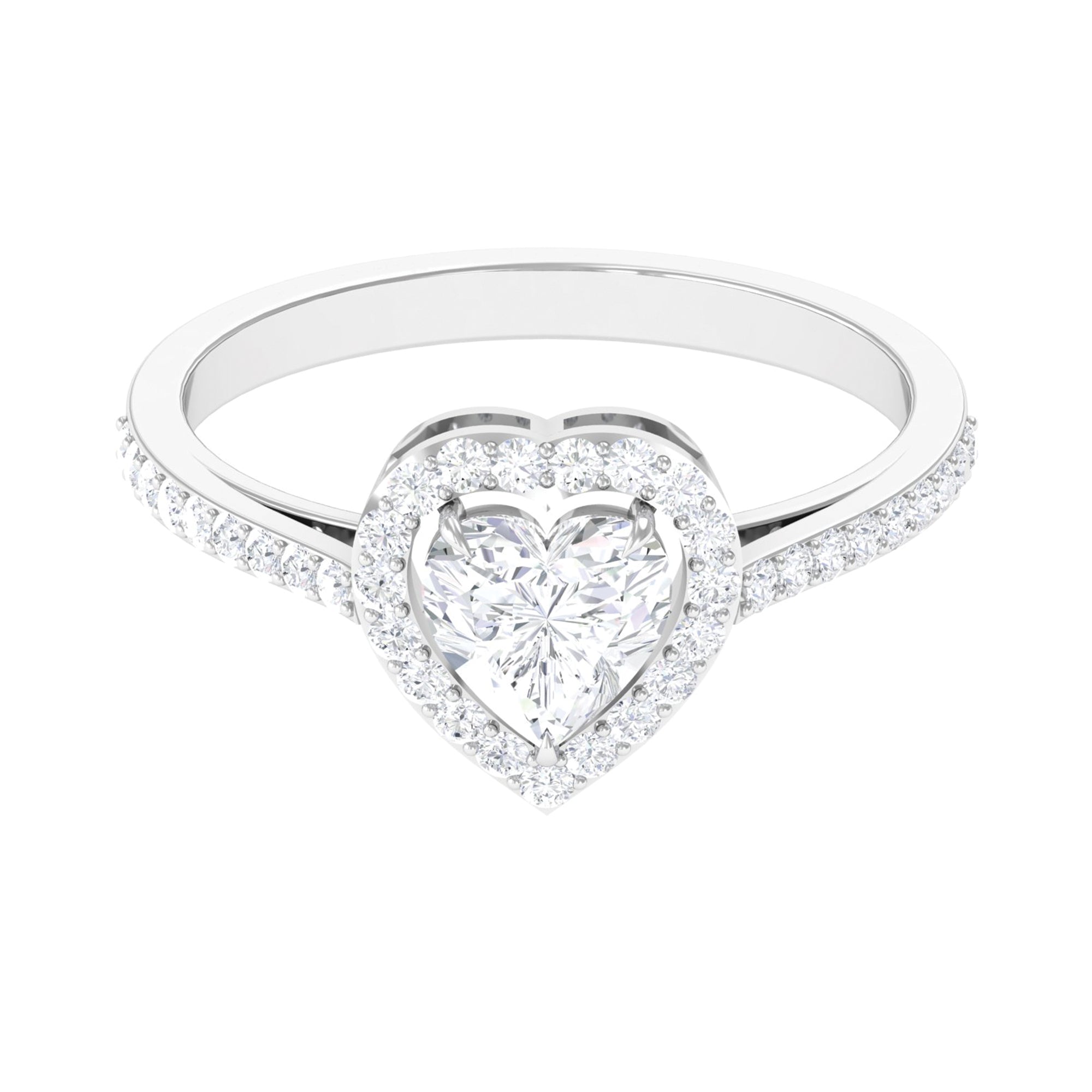 1.50 CT Heart Shape Cubic Zirconia Engagement Ring with Accent