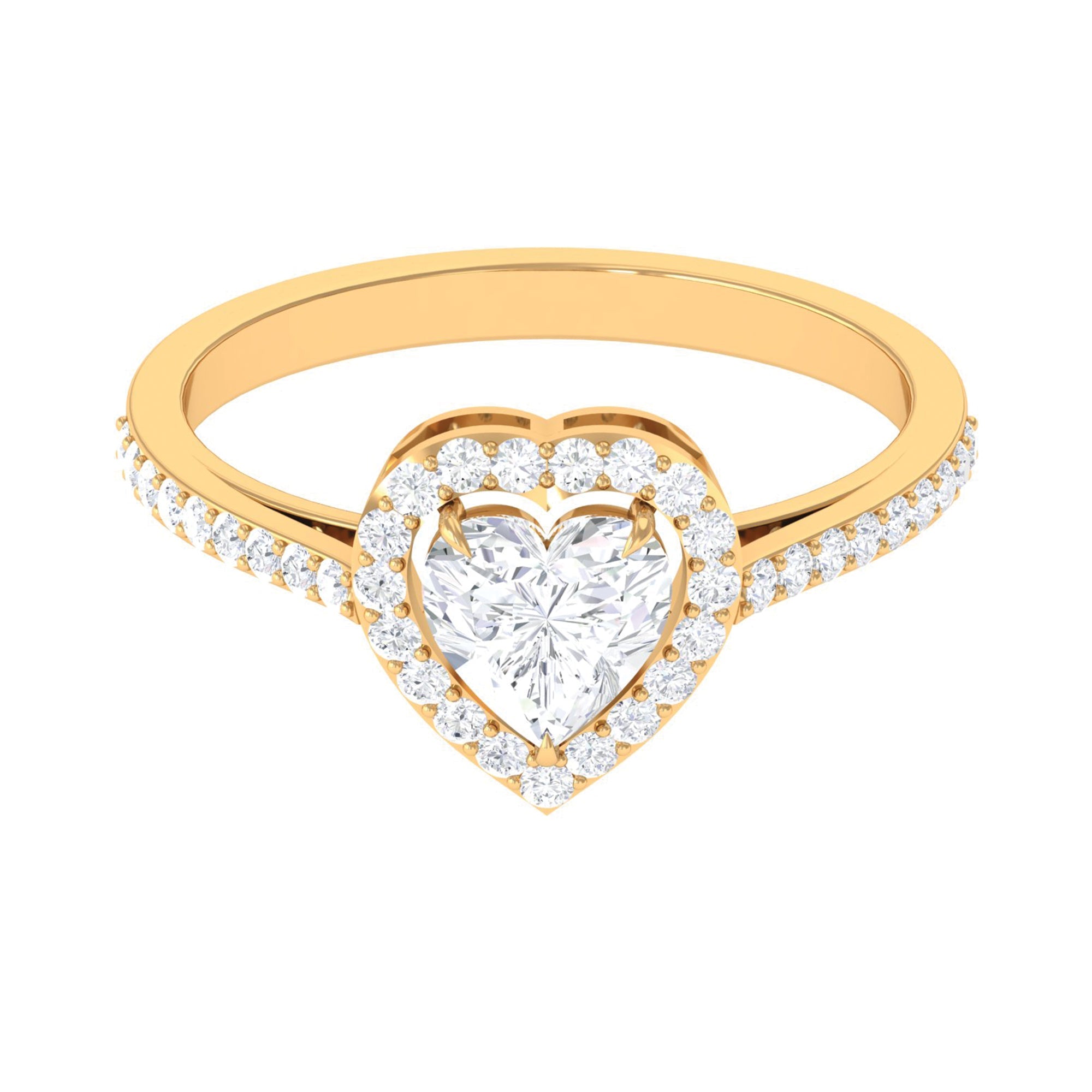 1.50 CT Heart Shape Cubic Zirconia Engagement Ring with Accent
