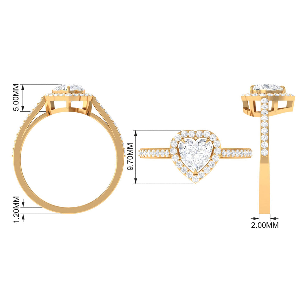 1.50 CT Heart Shape Cubic Zirconia Engagement Ring with Accent