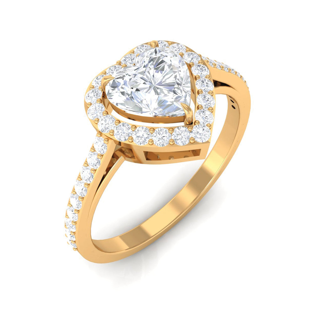 1.50 CT Heart Shape Cubic Zirconia Engagement Ring with Accent