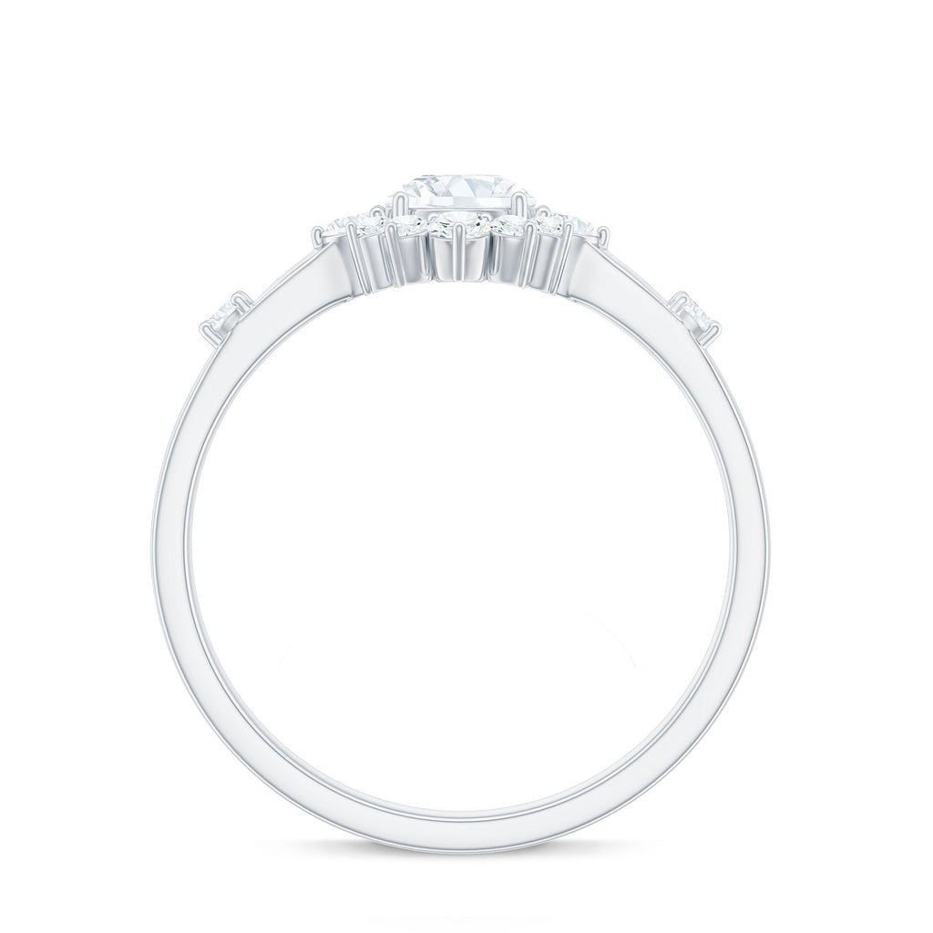 Round Moissanite Engagement Ring with Halo