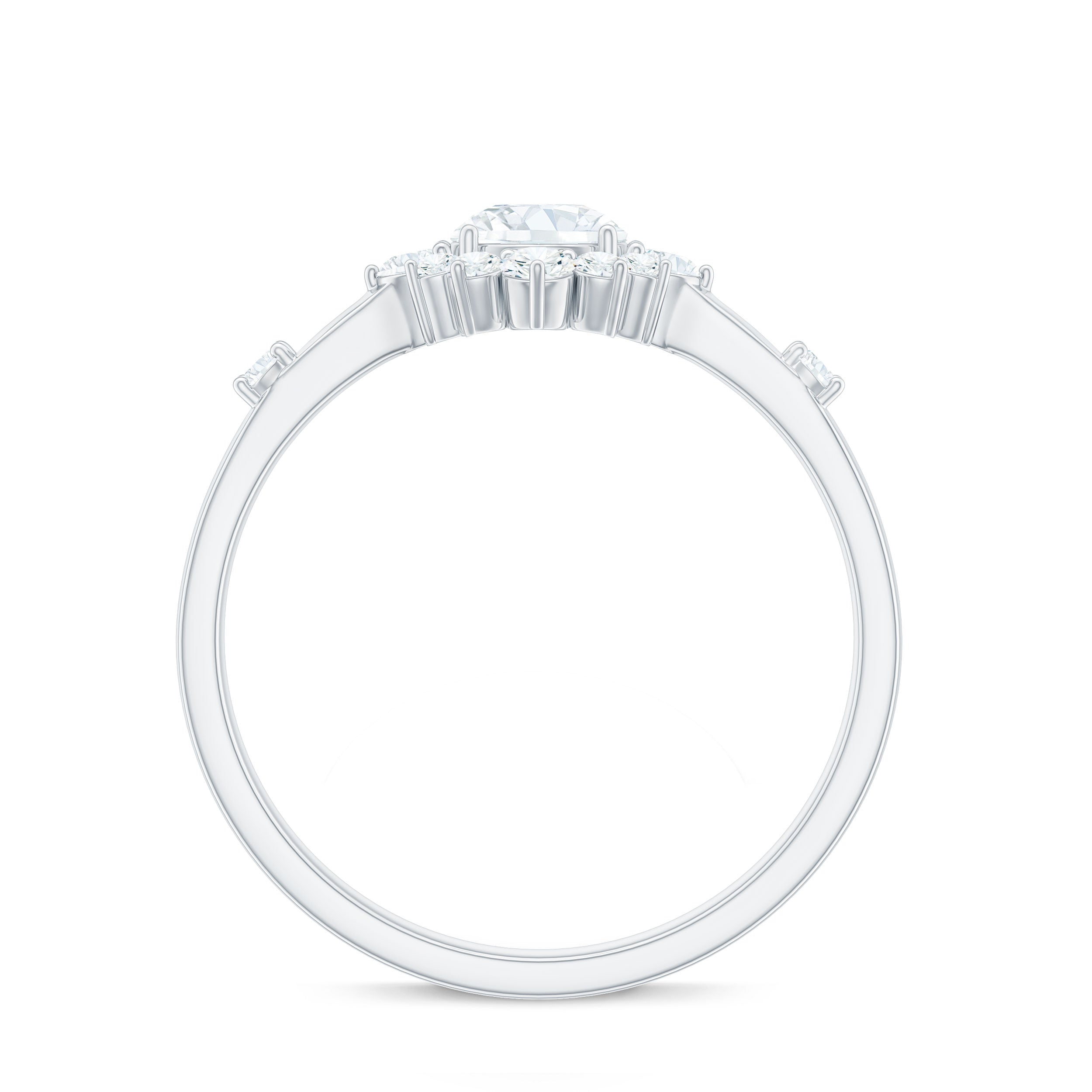 Round Moissanite Engagement Ring with Halo