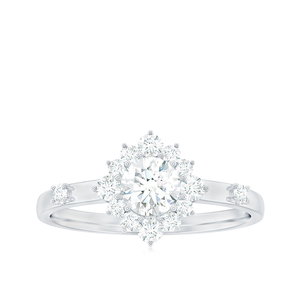 Round Moissanite Engagement Ring with Halo