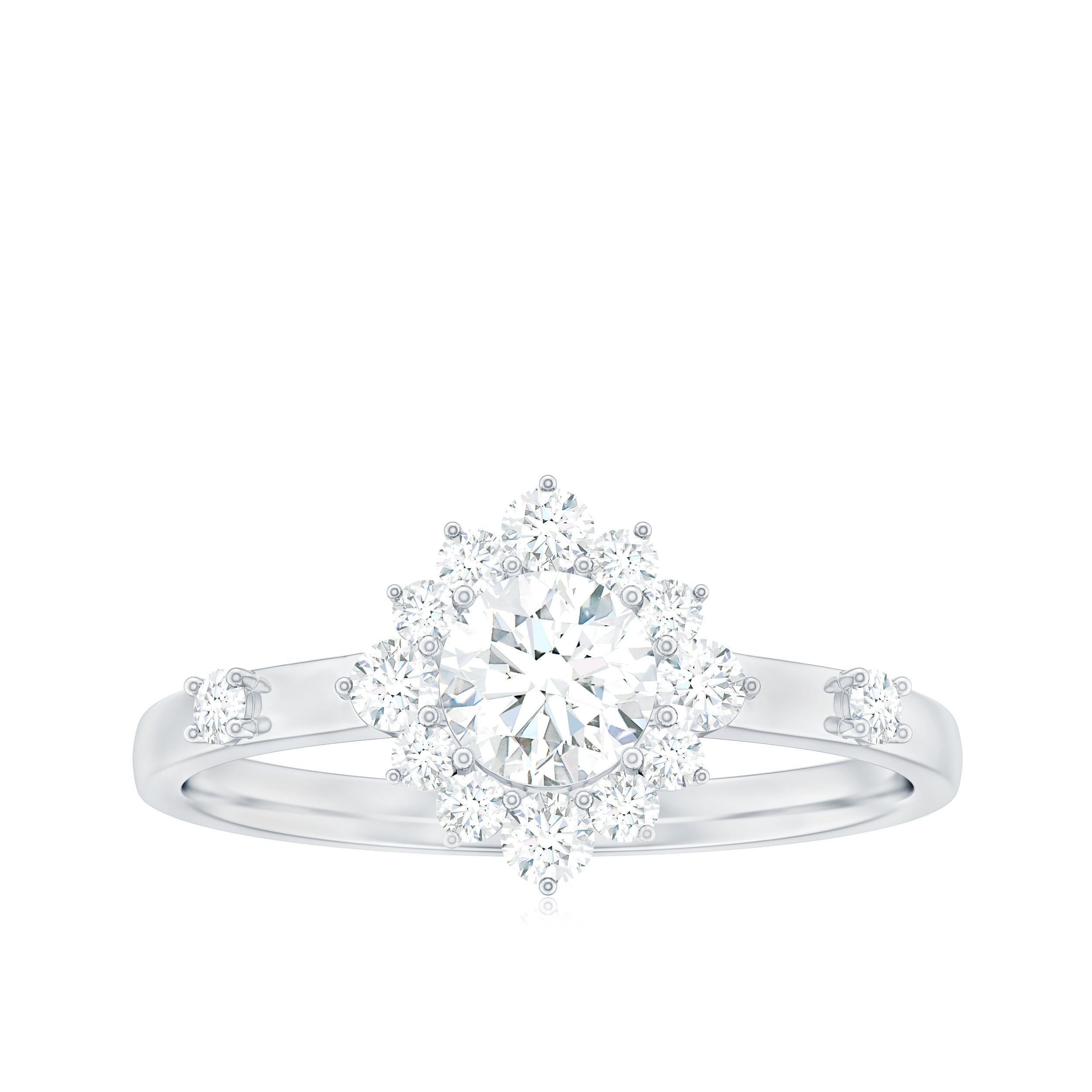 Round Moissanite Engagement Ring with Halo