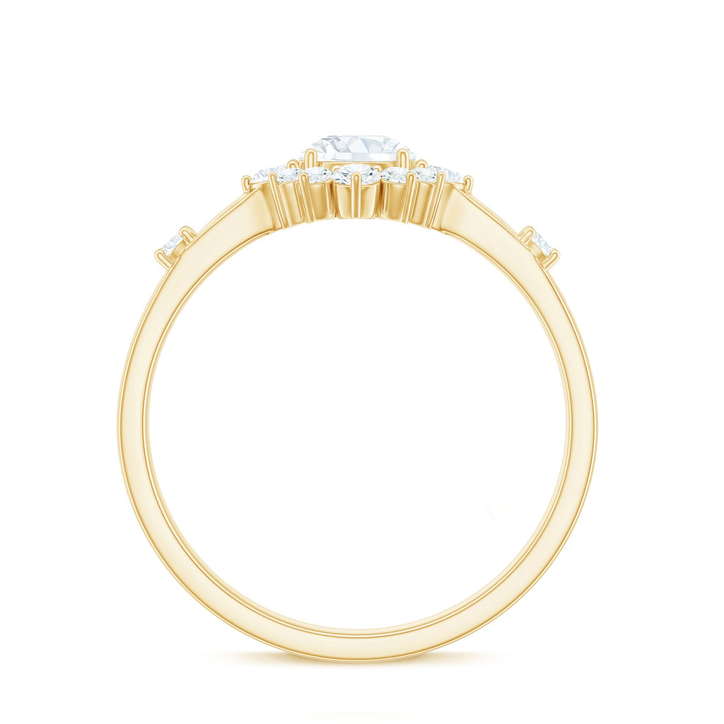 Round Moissanite Engagement Ring with Halo
