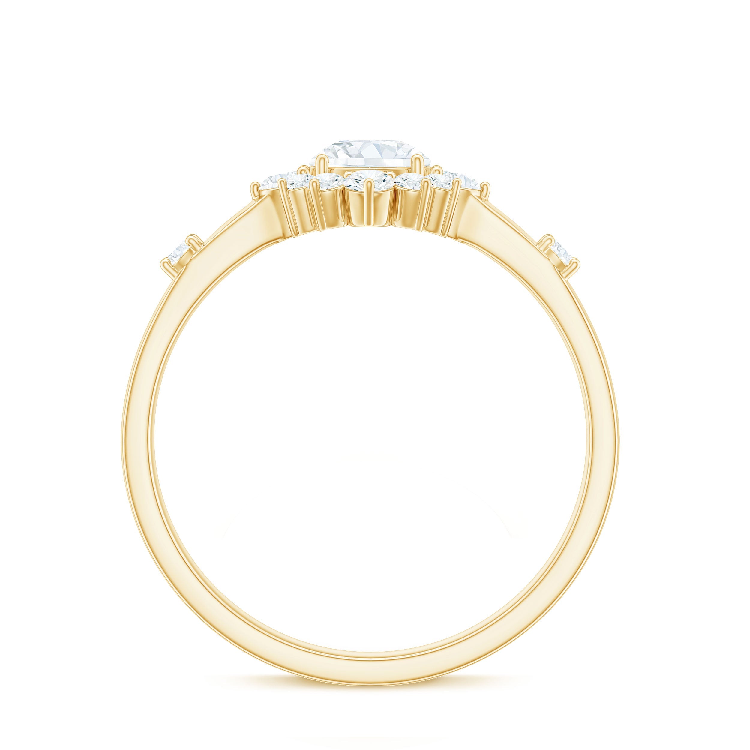 Round Moissanite Engagement Ring with Halo