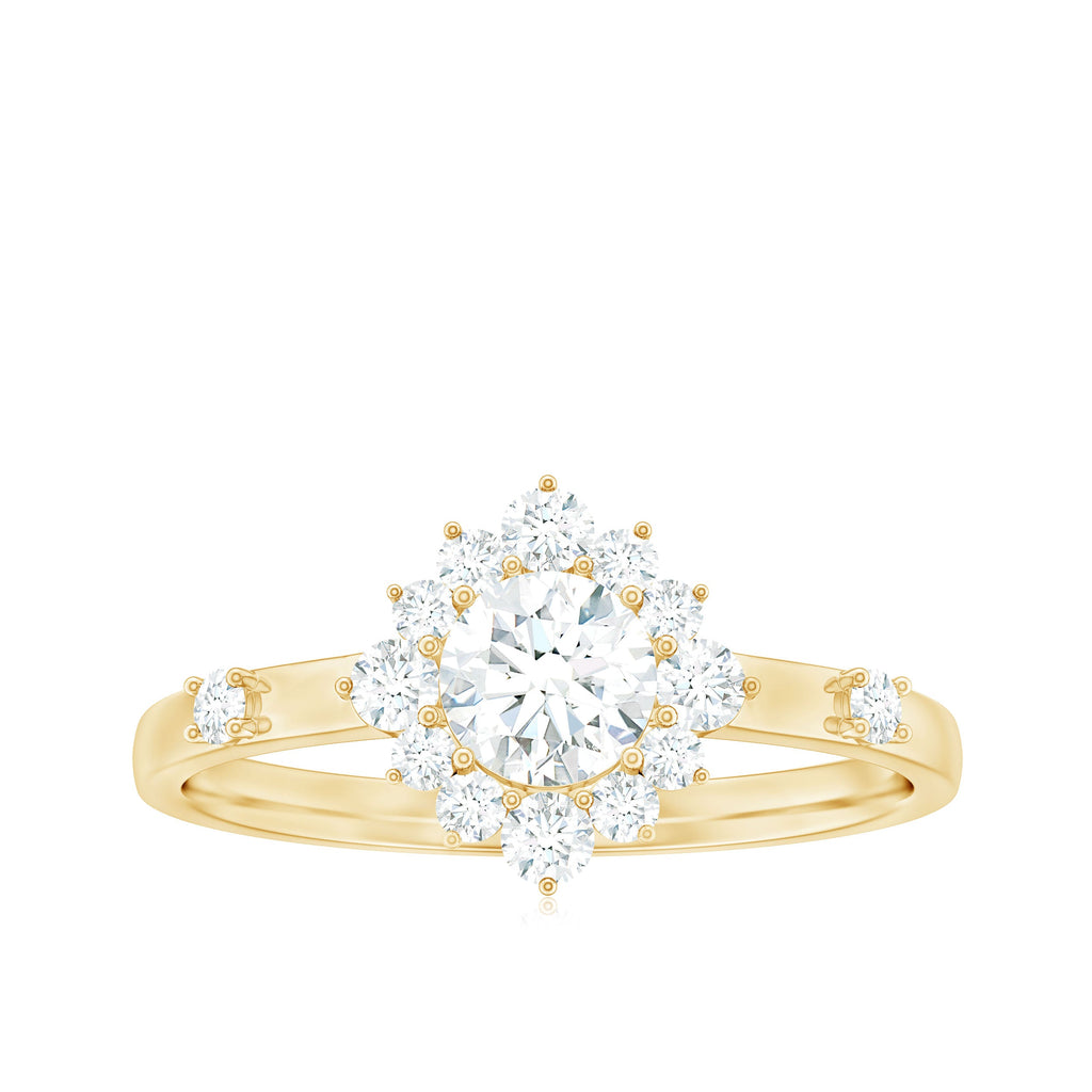 Round Moissanite Engagement Ring with Halo