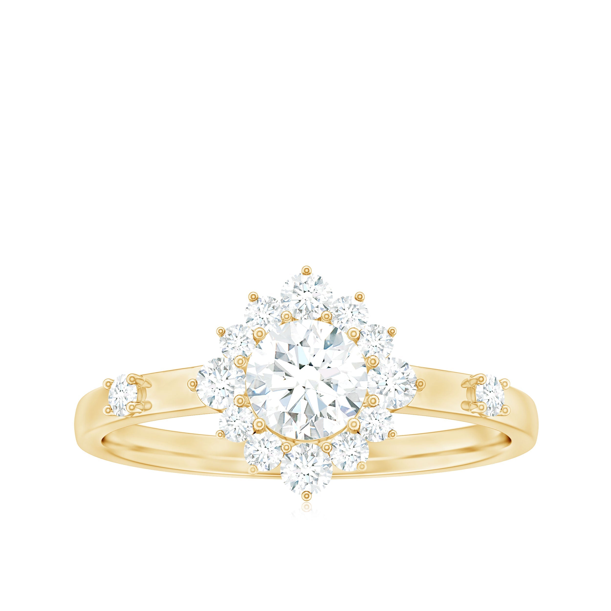 Round Moissanite Engagement Ring with Halo