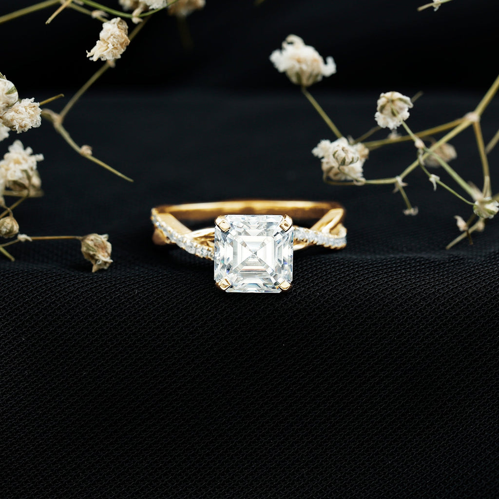 3.50 CT Asscher Cut Zircon Solitaire Engagement Ring in Infinity Shank