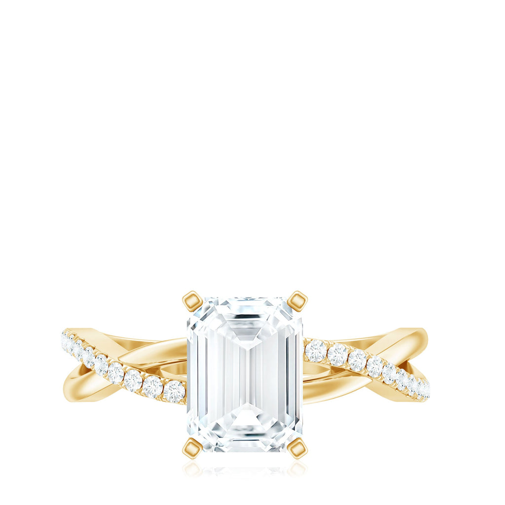 Emerald Cut Zircon Solitaire Ring in Infinity Shank