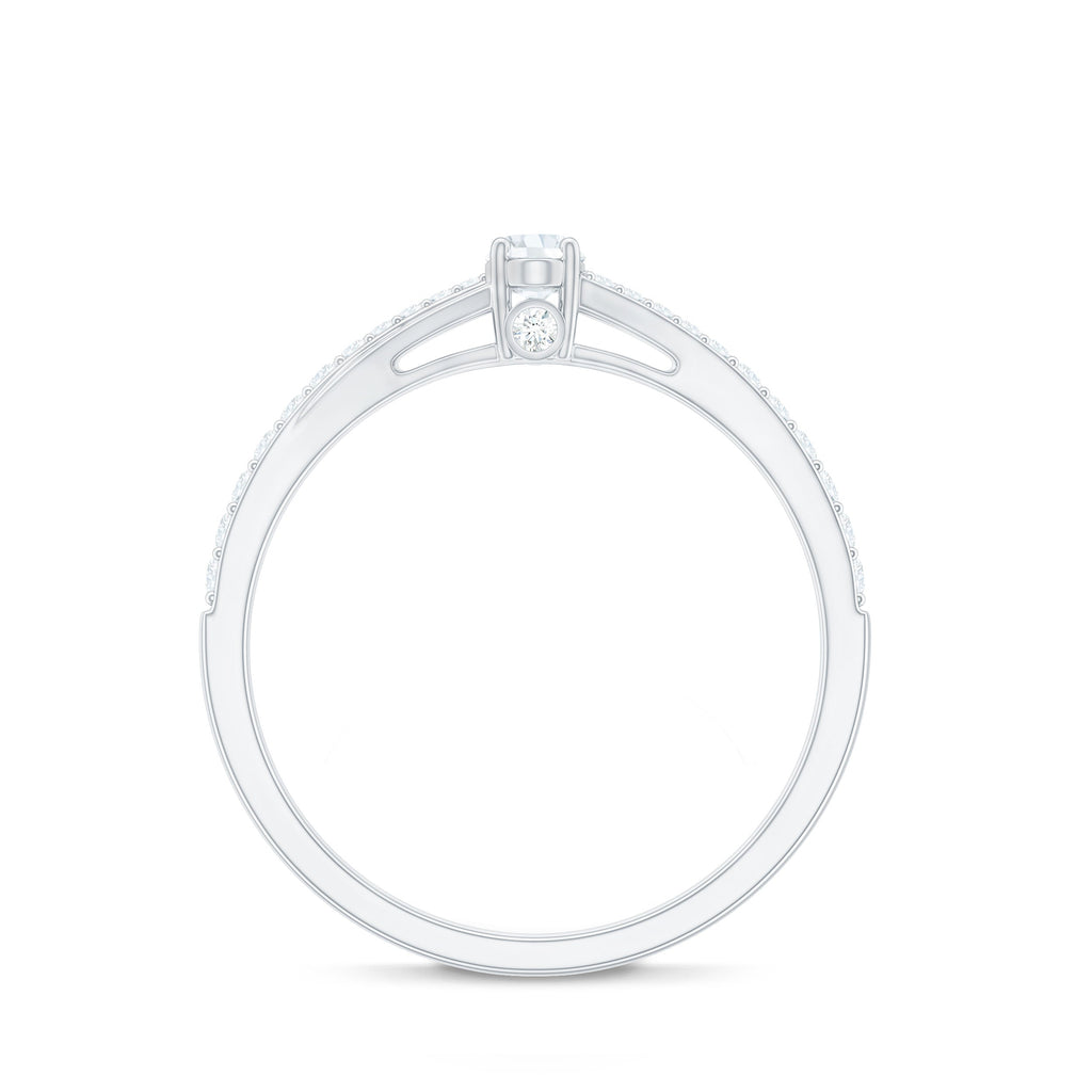 Minimal Split Shank Oval Simulated Diamond Engagement Ring