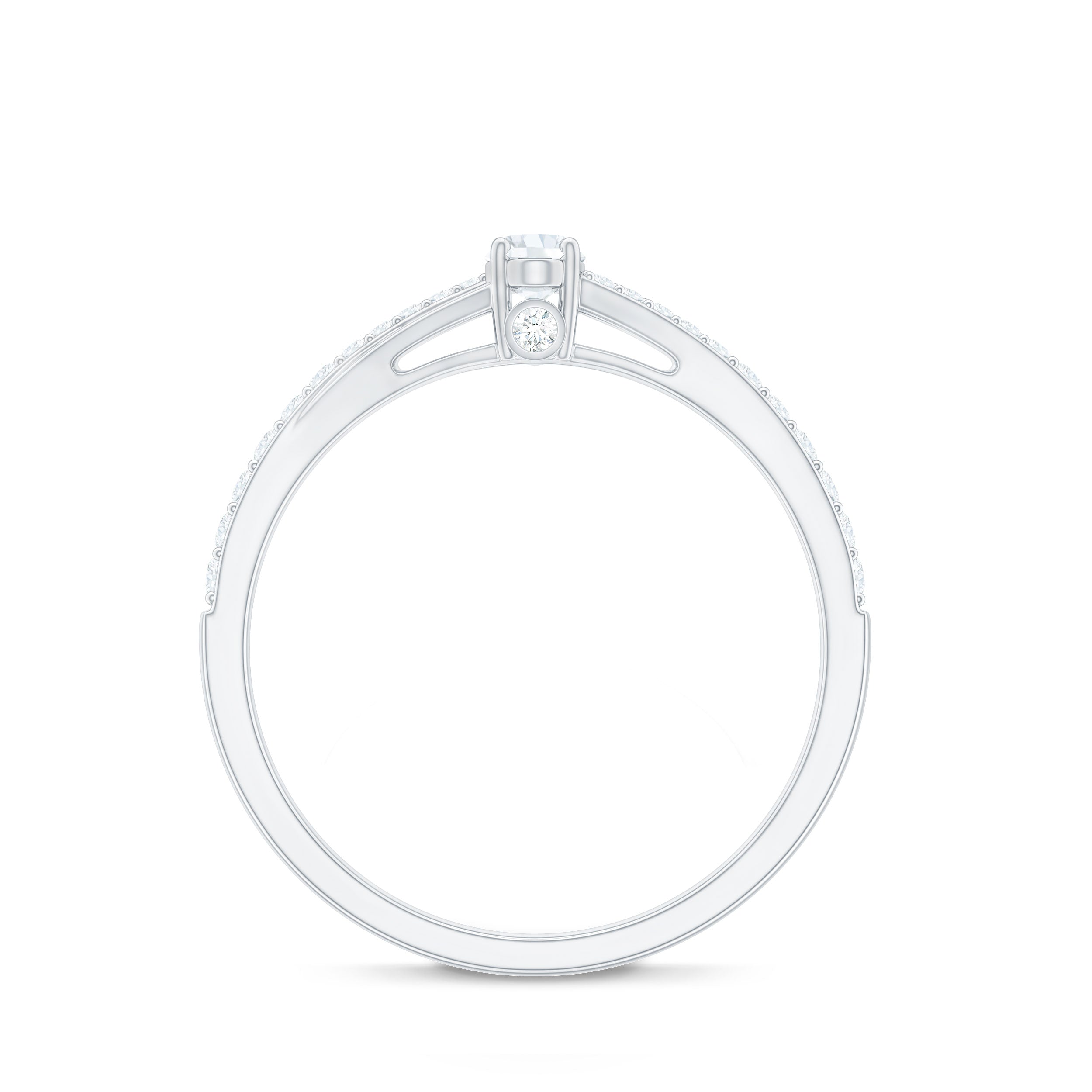 Minimal Split Shank Oval Simulated Diamond Engagement Ring