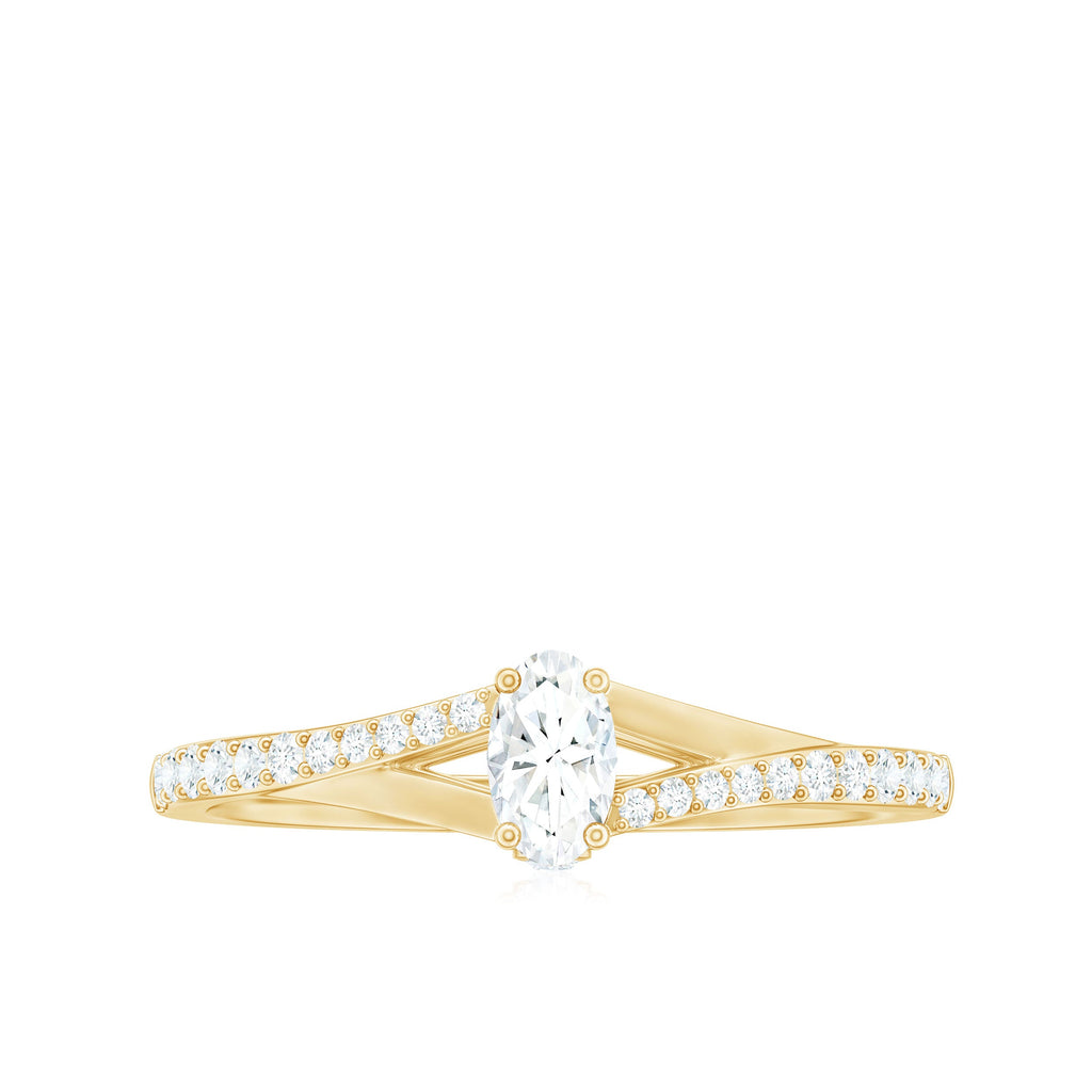 Minimal Split Shank Oval Simulated Diamond Engagement Ring