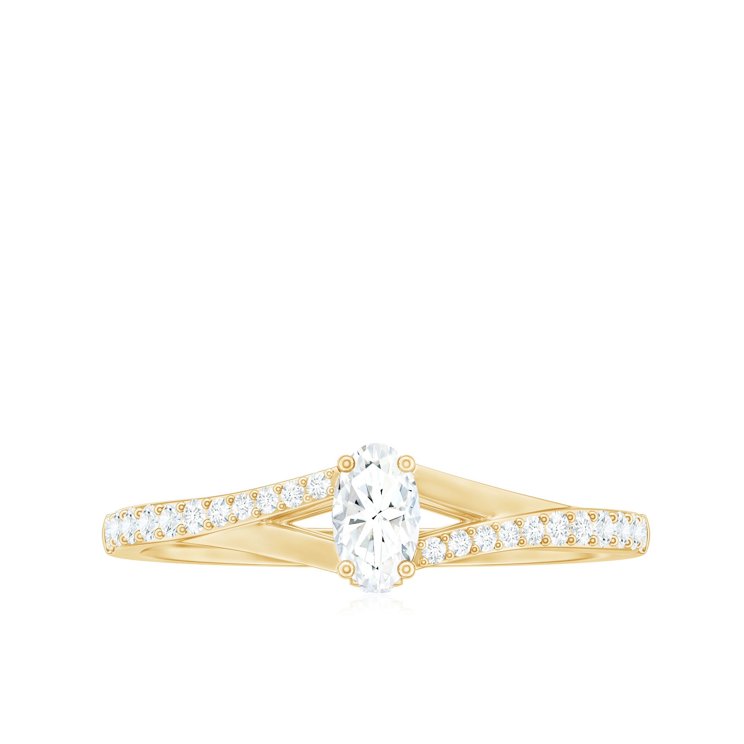Minimal Split Shank Oval Simulated Diamond Engagement Ring