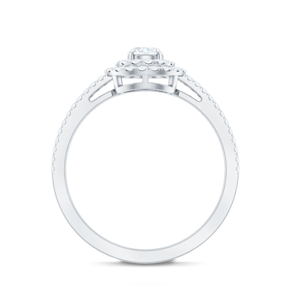 1 CT Round Cubic Zirconia Double Halo Engagement Ring