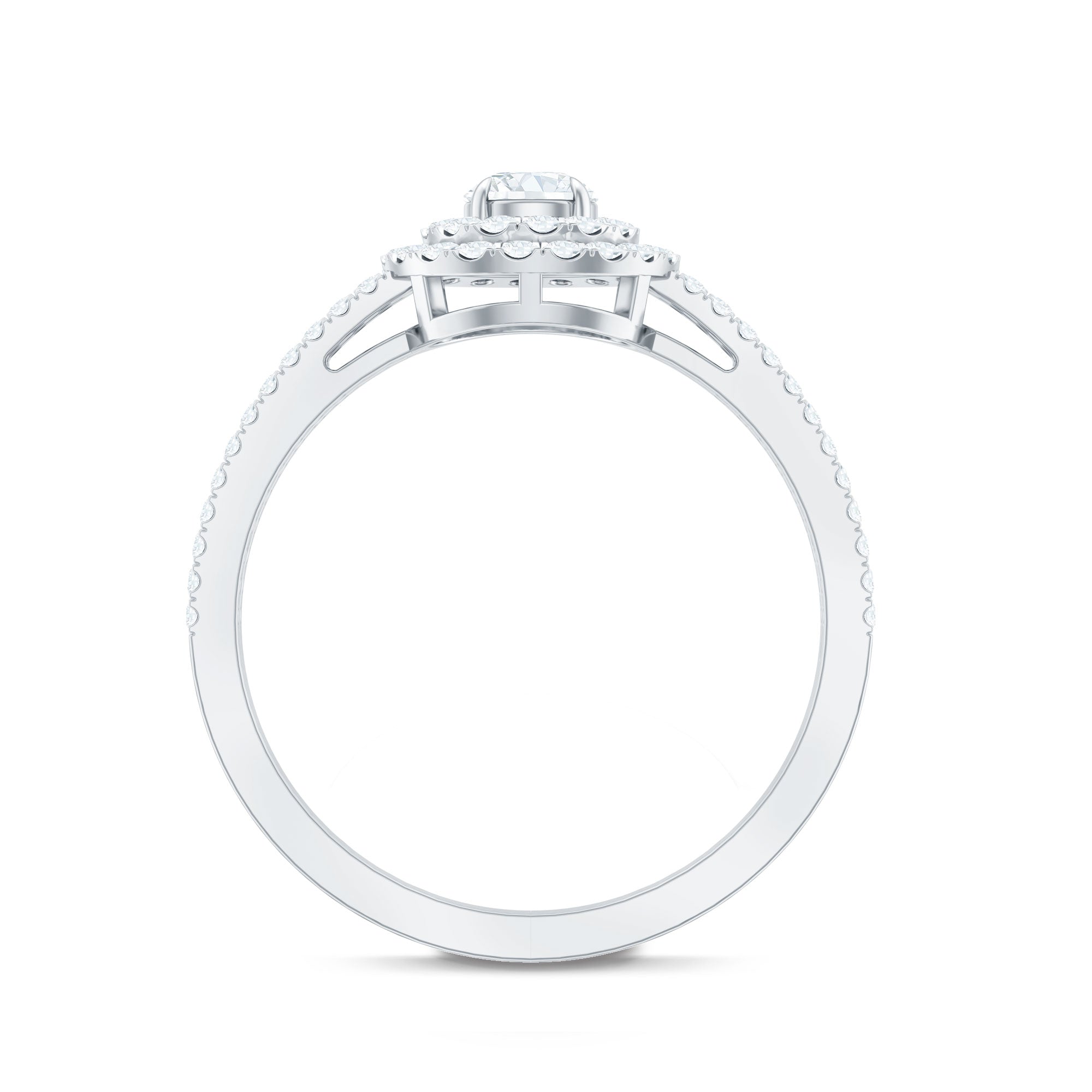 1 CT Round Cubic Zirconia Double Halo Engagement Ring