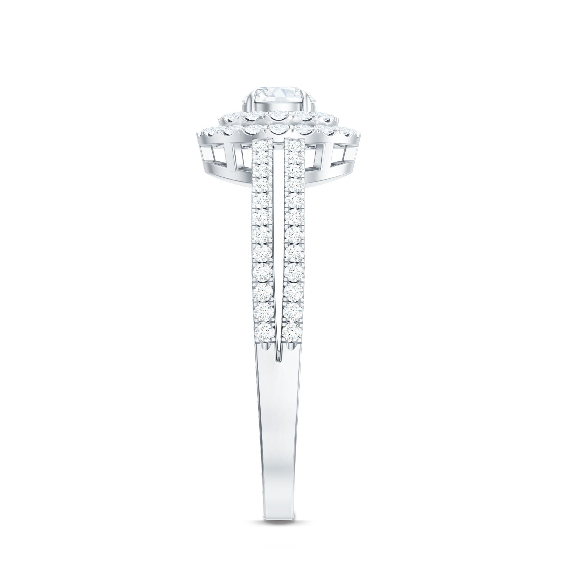 1 CT Round Cubic Zirconia Double Halo Engagement Ring