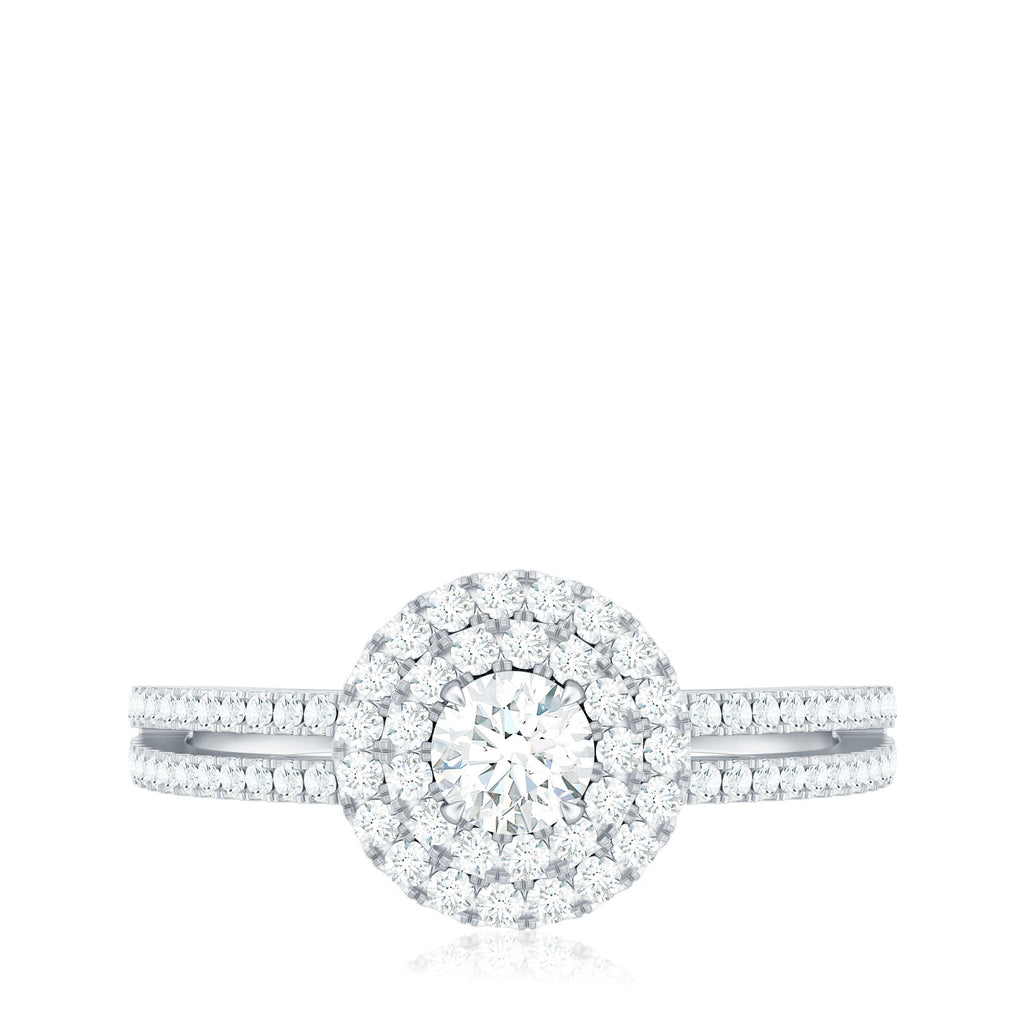 1 CT Round Cubic Zirconia Double Halo Engagement Ring