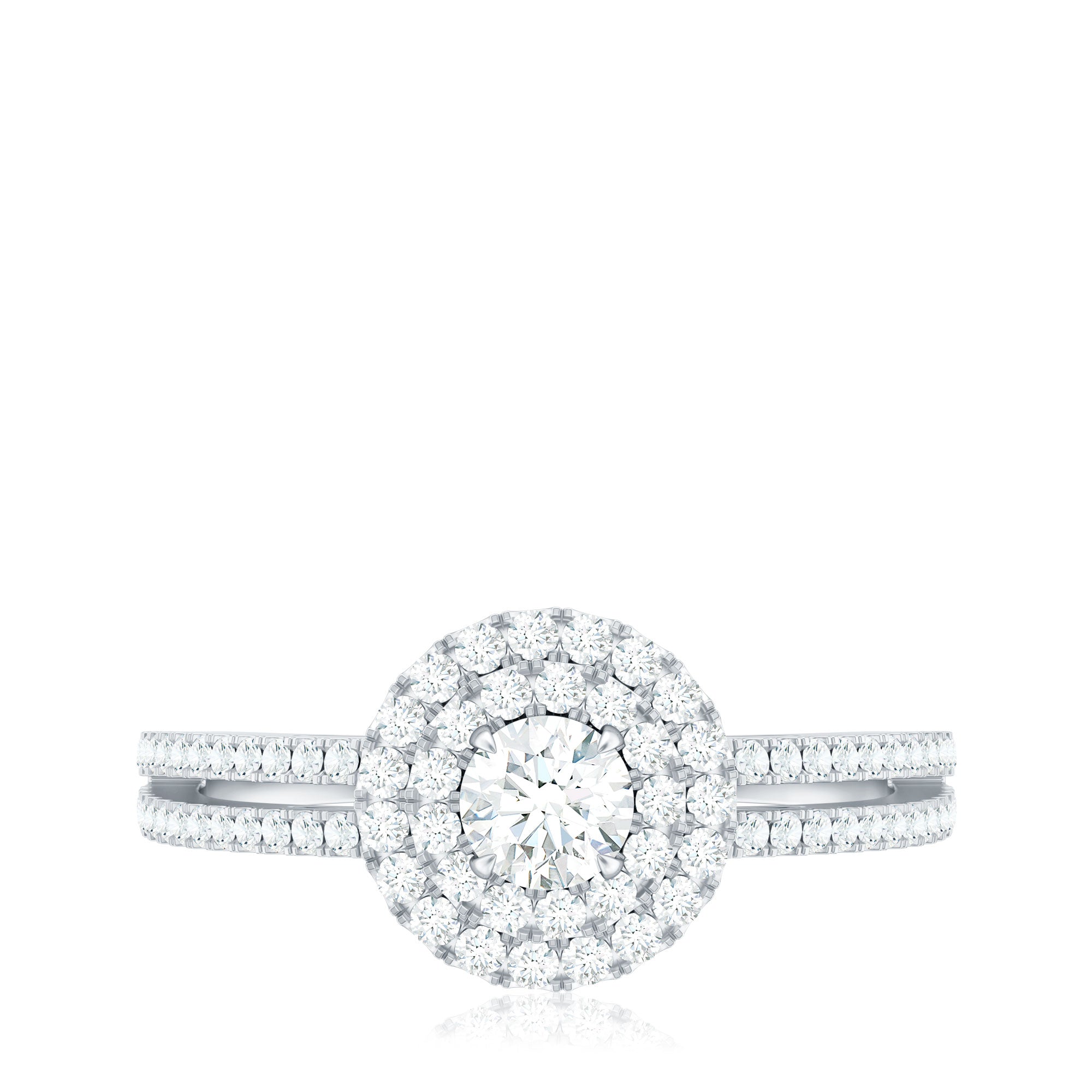 1 CT Round Cubic Zirconia Double Halo Engagement Ring