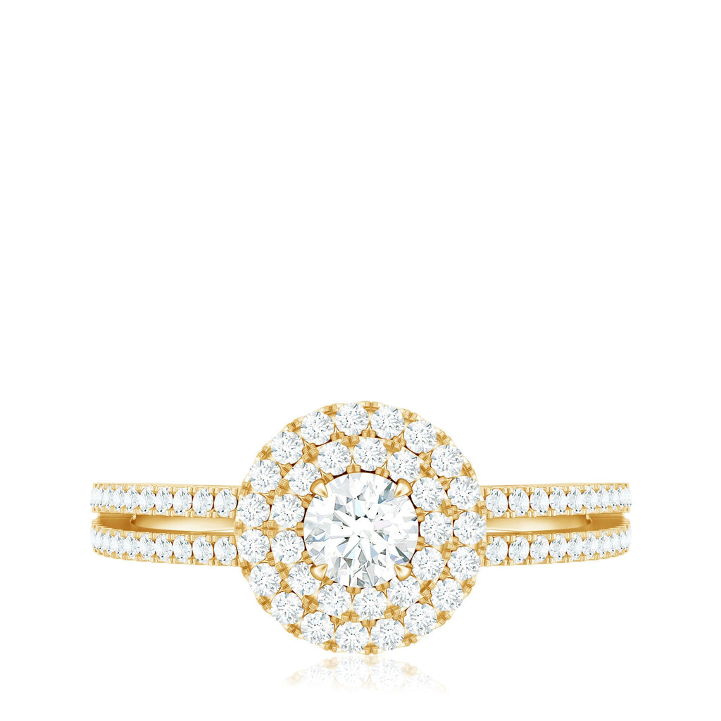 1 CT Round Cubic Zirconia Double Halo Engagement Ring