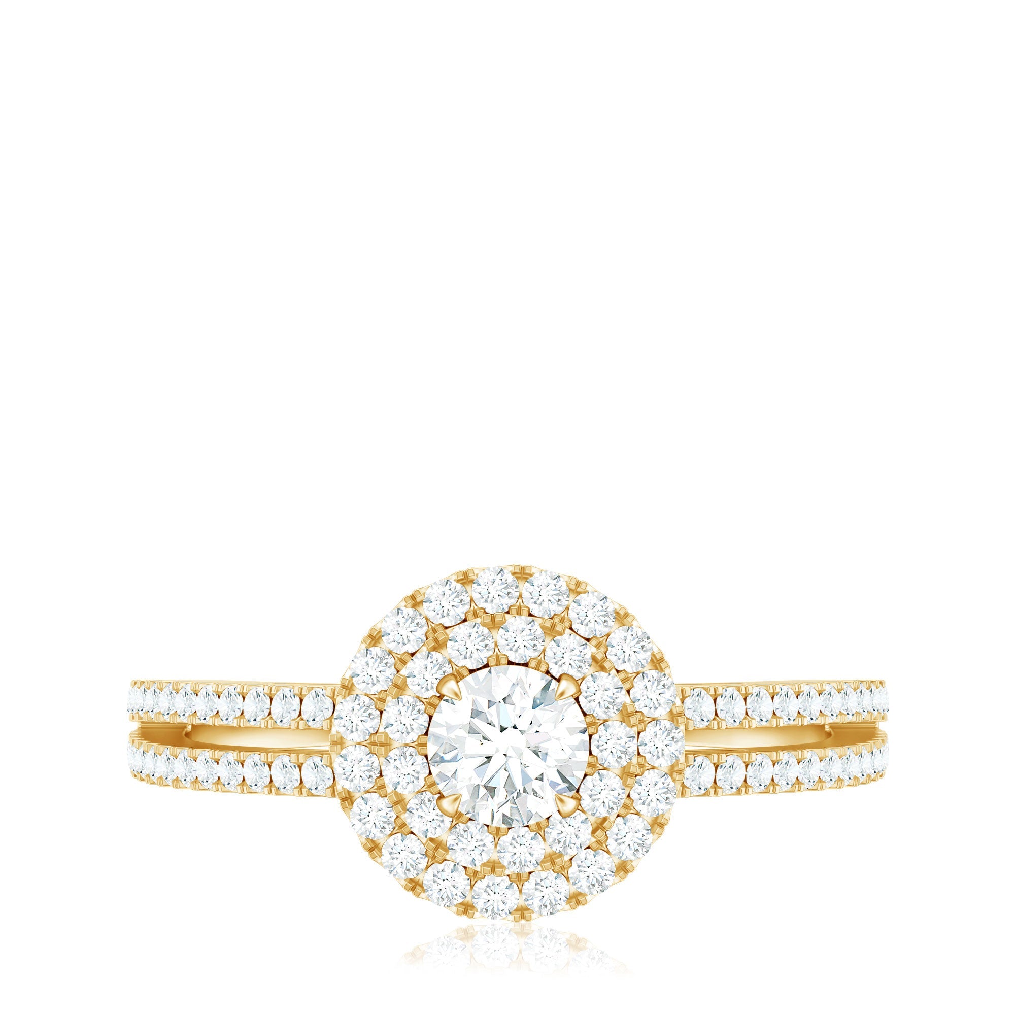 1 CT Round Cubic Zirconia Double Halo Engagement Ring