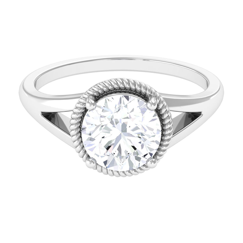2 CT Round Cubic Zirconia Solitaire Gold Ring in Split Shank