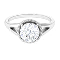 2 CT Round Cubic Zirconia Solitaire Gold Ring in Split Shank