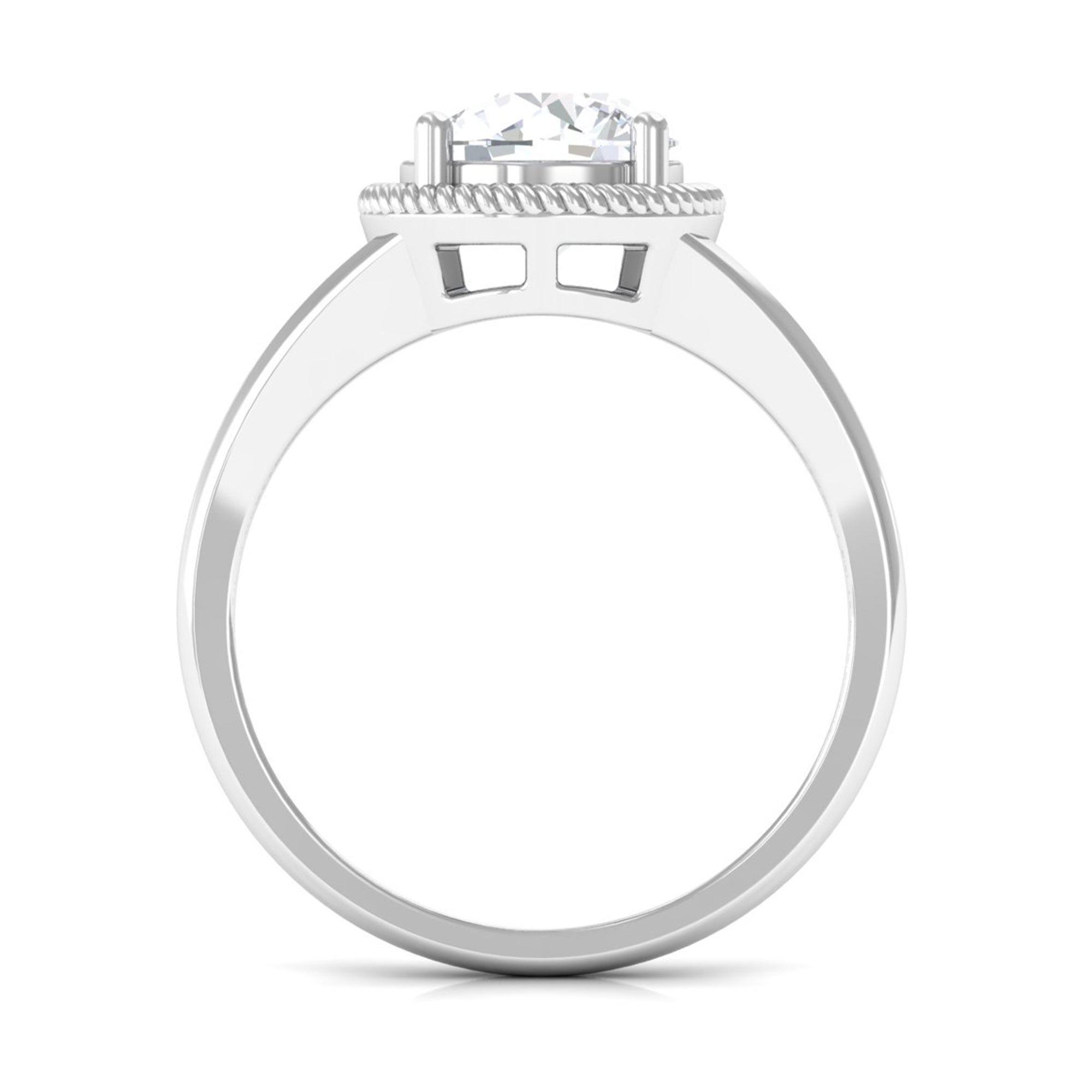2 CT Round Cubic Zirconia Solitaire Gold Ring in Split Shank