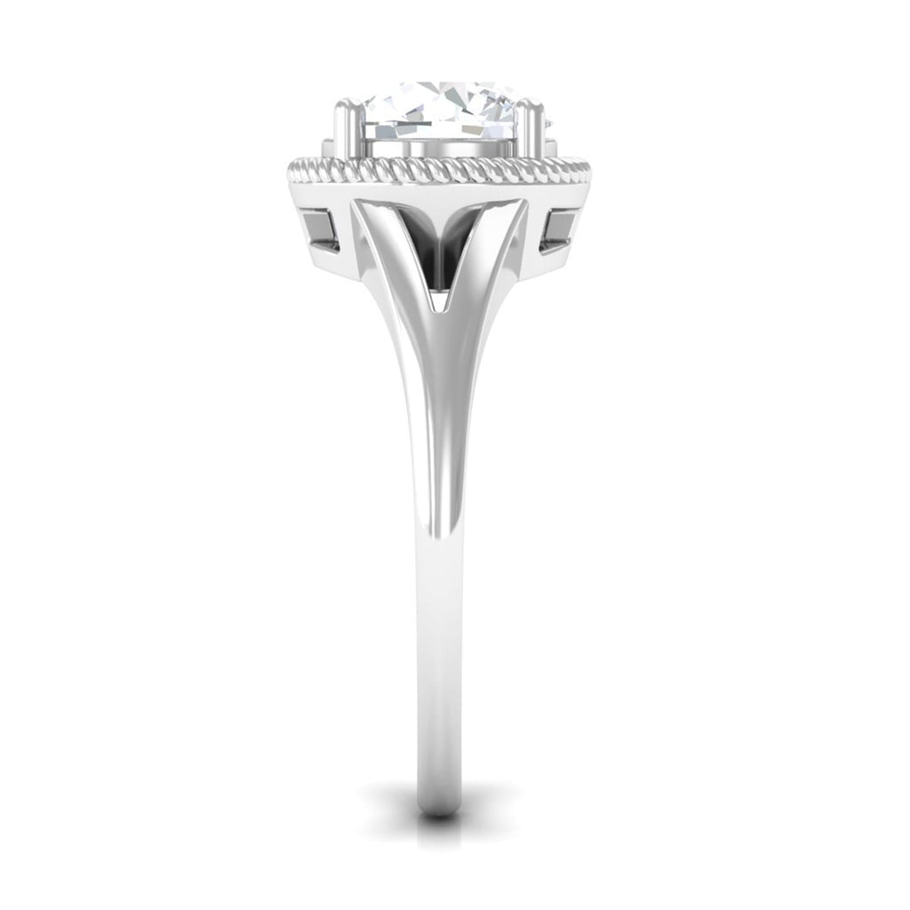 2 CT Round Cubic Zirconia Solitaire Gold Ring in Split Shank
