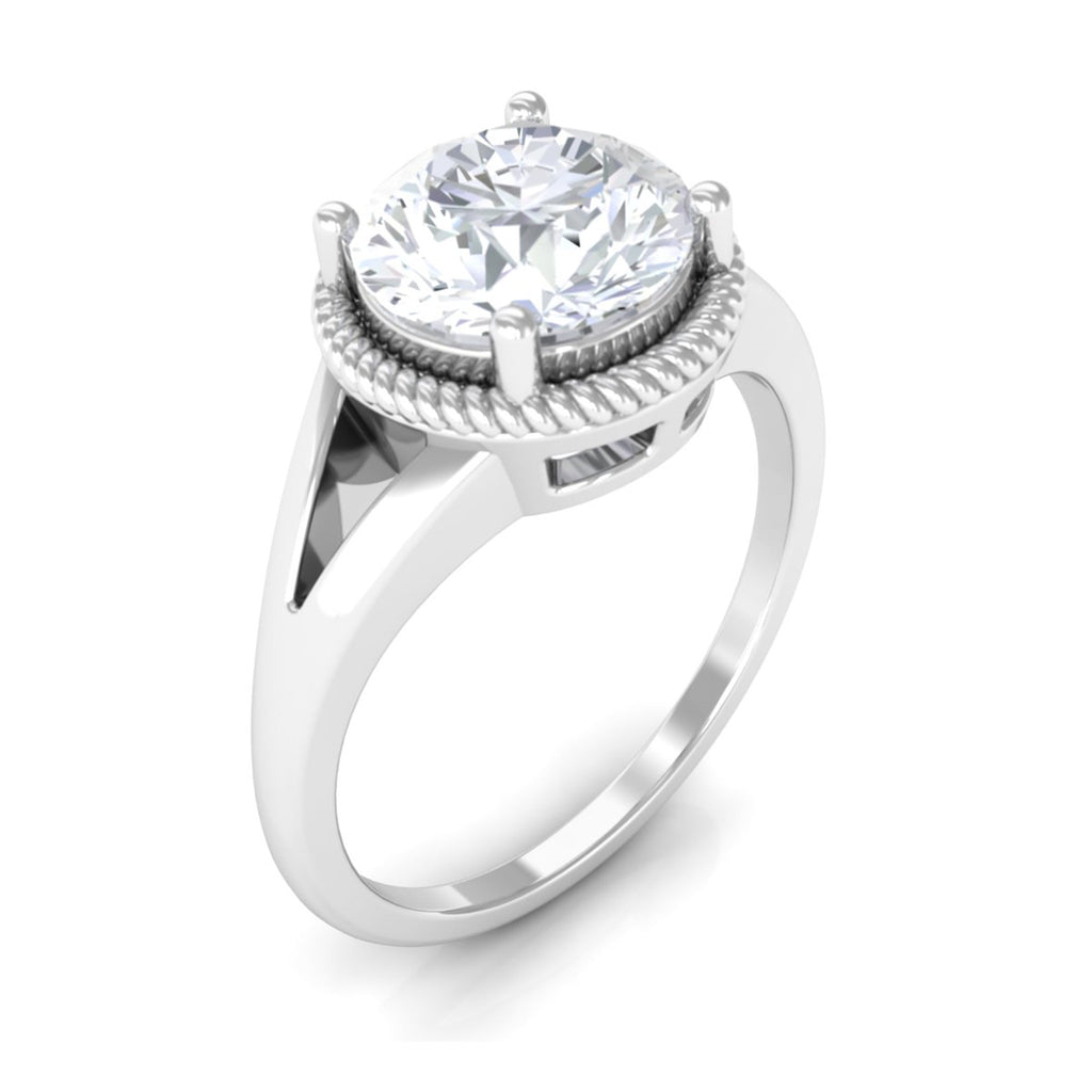 2 CT Round Cubic Zirconia Solitaire Gold Ring in Split Shank